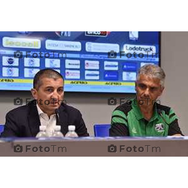 Tiziano Manzoni/LaPresse 11-07- 2023 Bergamo, Italia Cronaca BergamoZanica dell\'Albino Leffe Stadium presentazione mister Giovanni Lopez e del direttore sportivo Antonio Obbedio.