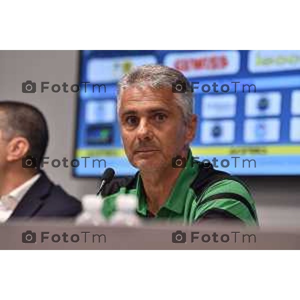 Tiziano Manzoni/LaPresse 11-07- 2023 Bergamo, Italia Cronaca BergamoZanica dell\'Albino Leffe Stadium presentazione mister Giovanni Lopez e del direttore sportivo Antonio Obbedio.