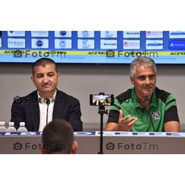 Tiziano Manzoni/LaPresse 11-07- 2023 Bergamo, Italia Cronaca BergamoZanica dell\'Albino Leffe Stadium presentazione mister Giovanni Lopez e del direttore sportivo Antonio Obbedio.