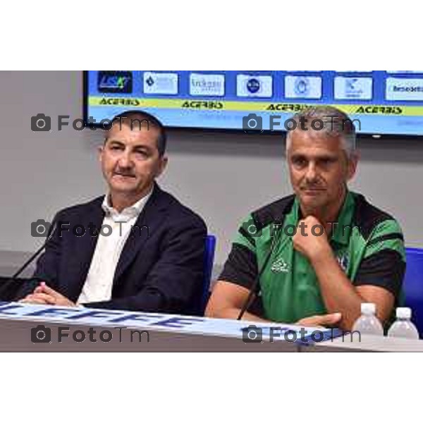 Tiziano Manzoni/LaPresse 11-07- 2023 Bergamo, Italia Cronaca BergamoZanica dell\'Albino Leffe Stadium presentazione mister Giovanni Lopez e del direttore sportivo Antonio Obbedio.