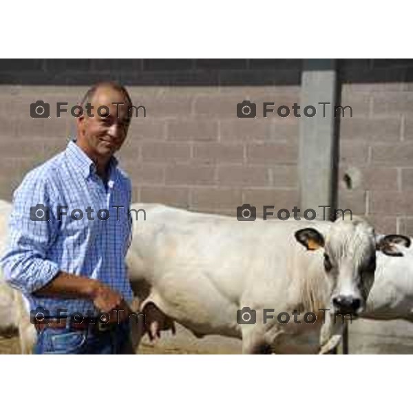 L’azienda agricola Santinelli,produzione di carni pregiate di alta qualità, bovini piemontesi, a stabulazione libera, che possono pascolare in un ampio terreno verde. Nella foto la fattoria, e il dott Angelo Santinelli Veterinario e Allevatore foto Tiziano Manzoni Fotogramma