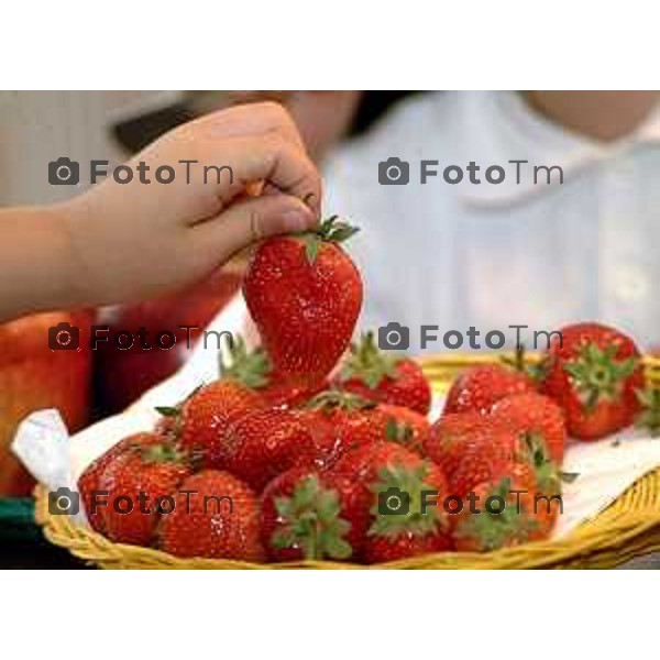 Nella foto: Bergamo Bambini con la frutta (libera pubblicazione liberatoria genitori) foto Tiziano Manzoni-Bergamo