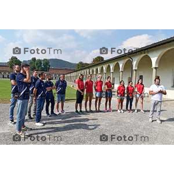 Tiziano Manzoni/LaPresse 16-08- 2023 Bergamo, Italia Cronaca Bergamo Bergamo presentazione Volley Bergamo 1991 Laura Bovo e Rebecca Scialanca, Giada Cecchetto e Laura Pasquino, Aurora Pistolesi, Anna Davyskiba e Federica Stufi.