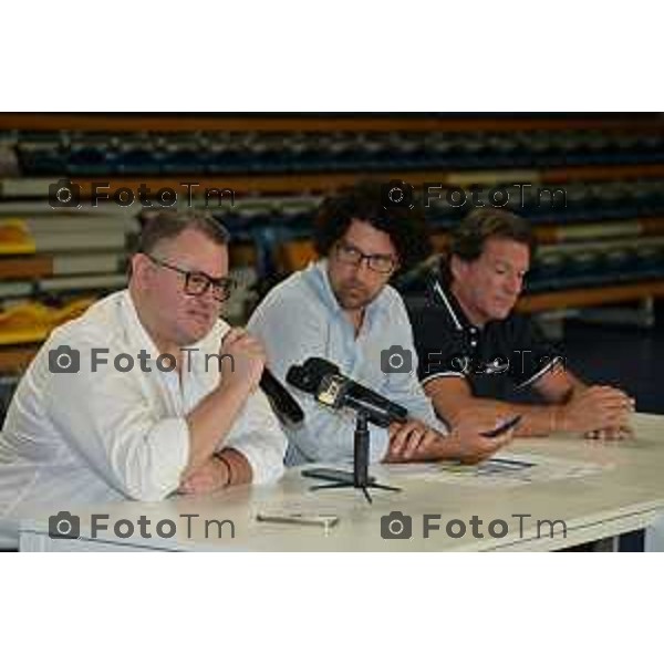 Foto Manzoni Tiziano/LaPresse 18-8-2023Bergamo Italia - Sport- presentazione Blu Basket treviglio stagione 2023 Alessandro Finelli Coach Stefano Mascio Marco Quaglini