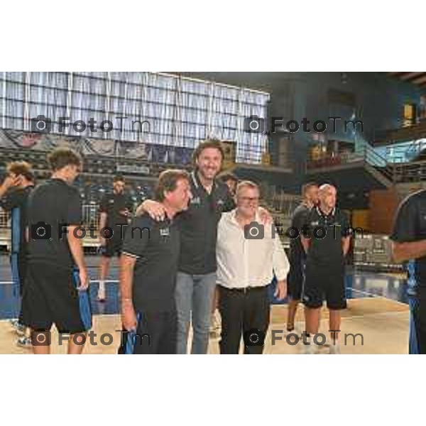 Foto Manzoni Tiziano/LaPresse 18-8-2023Bergamo Italia - Sport- presentazione Blu Basket treviglio stagione 2023 Alessandro Finelli Coach Stefano Mascio Marco Quaglini