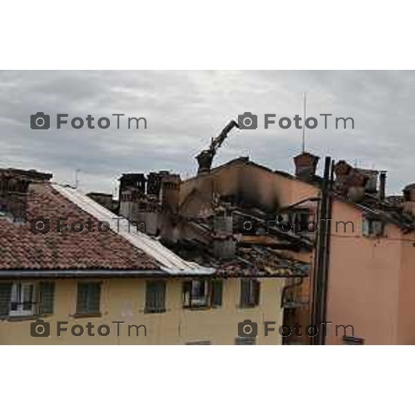 Foto Manzoni Tiziano/LaPresse 29-8-2023Bergamo Italia - Cronaca - sopralluogo dei vigili del fuoco in via Moroni