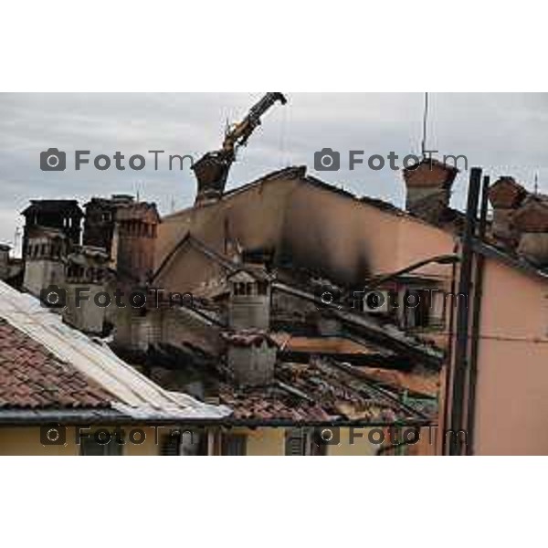 Foto Manzoni Tiziano/LaPresse 29-8-2023Bergamo Italia - Cronaca - sopralluogo dei vigili del fuoco in via Moroni