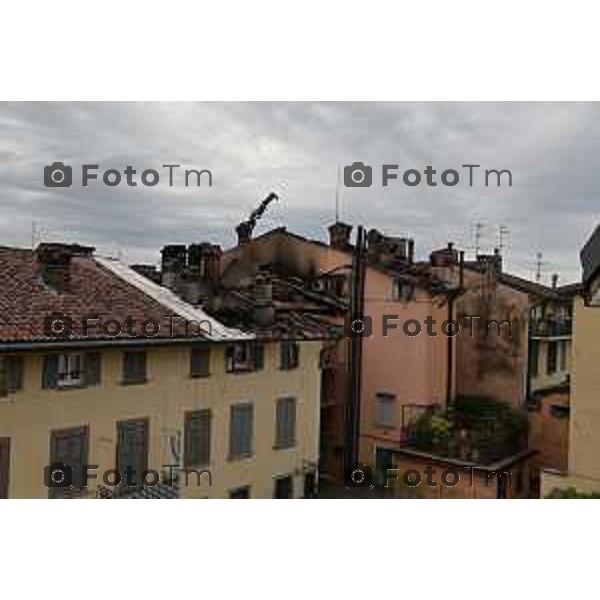 Foto Manzoni Tiziano/LaPresse 29-8-2023Bergamo Italia - Cronaca - sopralluogo dei vigili del fuoco in via Moroni