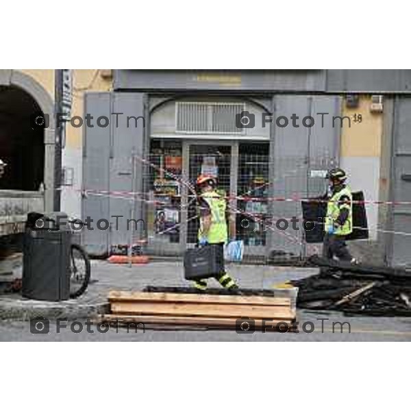 Foto Manzoni Tiziano/LaPresse 29-8-2023Bergamo Italia - Cronaca - sopralluogo dei vigili del fuoco in via Moroni