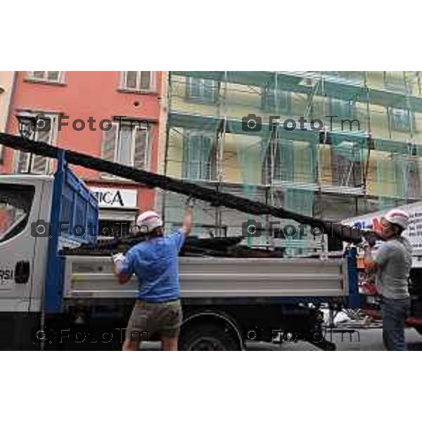 Foto Manzoni Tiziano/LaPresse 29-8-2023Bergamo Italia - Cronaca - sopralluogo dei vigili del fuoco in via Moroni