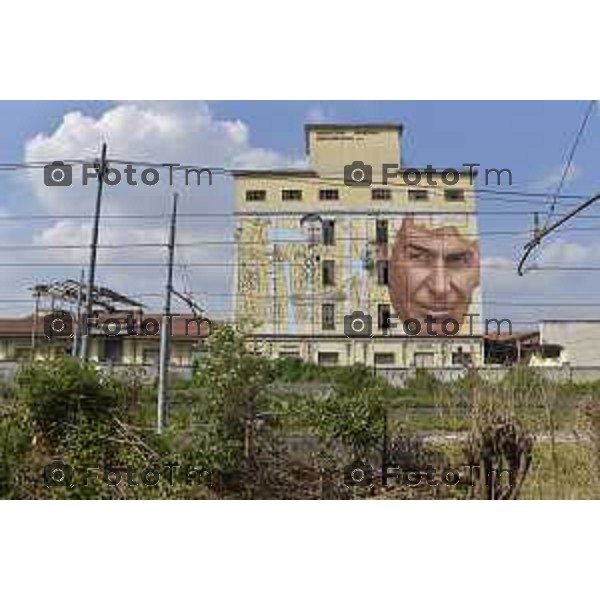 Foto Manzoni Tiziano/LaPresse 1-9-2023Bergamo Italia - Cronaca -Bergamo murale per ricordare la finale di Coppa Italia dell\'Atalanta.2019 in fase di realizzo