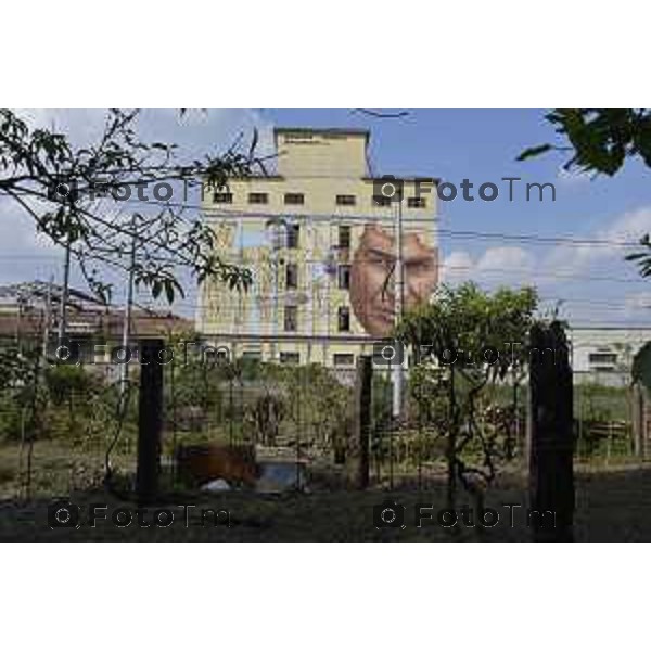 Foto Manzoni Tiziano/LaPresse 1-9-2023Bergamo Italia - Cronaca -Bergamo murale per ricordare la finale di Coppa Italia dell\'Atalanta.2019 in fase di realizzo