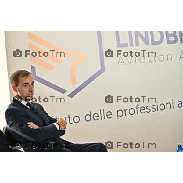 Foto Manzoni Tiziano/LaPresse 08-09-2023Bergamo Italia - Cronaca - Bergamo Grassobbio presentazione del L\'Istituto delle Professioni Aeronautiche "Lindbergh Aviation Academy" Alessandro Cianciaruso Presidente