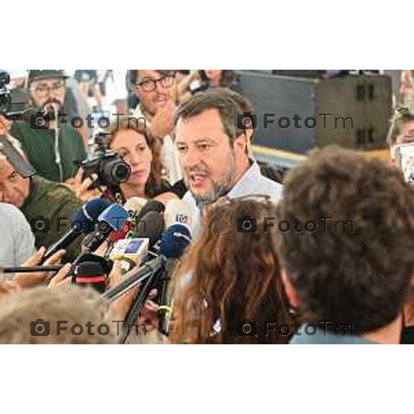 Tiziano Manzoni/LaPresse 16-09- 2023 Bergamo, Italia Cronaca Bergamo Pontida Lega 2023 Salvini all\'assemblea del movimento giovanile giovanile