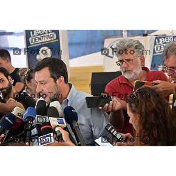 Tiziano Manzoni/LaPresse 16-09- 2023 Bergamo, Italia Cronaca Bergamo Pontida Lega 2023 Salvini all\'assemblea del movimento giovanile giovanile