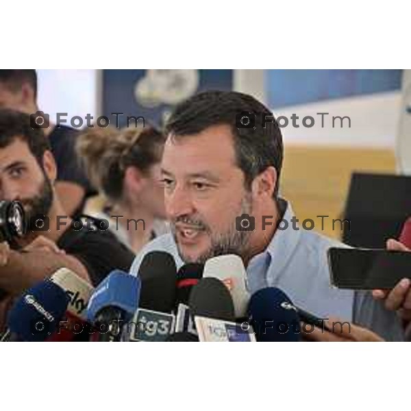 Tiziano Manzoni/LaPresse 16-09- 2023 Bergamo, Italia Cronaca Bergamo Pontida Lega 2023 Salvini all\'assemblea del movimento giovanile giovanile