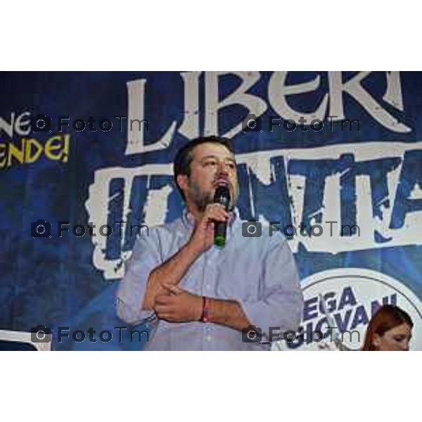 Tiziano Manzoni/LaPresse 16-09- 2023 Bergamo, Italia Cronaca Bergamo Pontida Lega 2023 Salvini all\'assemblea del movimento giovanile giovanile