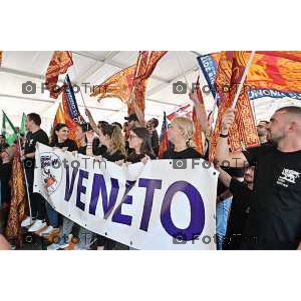 Tiziano Manzoni/LaPresse 16-09- 2023 Bergamo, Italia Cronaca Bergamo Pontida Lega 2023 Salvini all\'assemblea del movimento giovanile giovanile