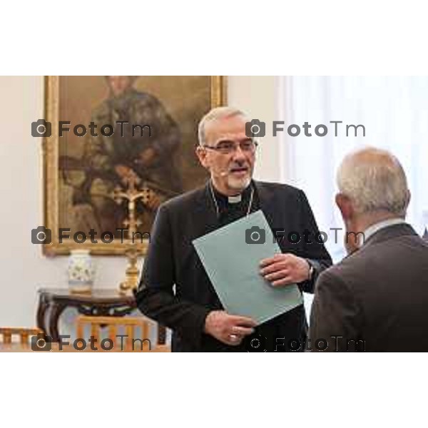 Foto Manzoni Tiziano/LaPresse 22-9-2023Bergamo Italia - Cronaca - Bergamo Seminario vescovile interventi del Patriarca di Gerusalemme Mons Pierbattista Pizzaballa , nell’ambito di Bergamo Brescia Capitale Italiana della Cultura 2023, chiude due giornate di incontri organizzate da Fondazione Papa Giovanni XXIII e Istituto Paolo VI dedicate all’impegno dei due pontefici per la promozione della pace.