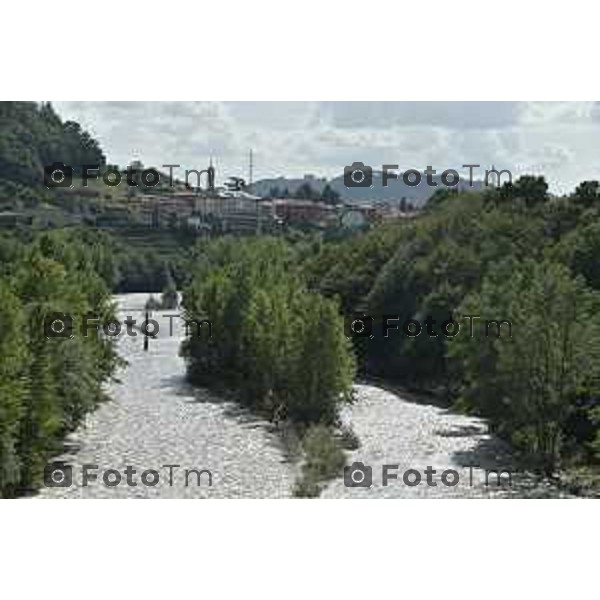 Foto Manzoni Tiziano/LaPresse 22-9-2023 Bergamo Italia - Cronaca - Clanezzo Bg Il fiume Brembo il ponte e il porto ristrutturato