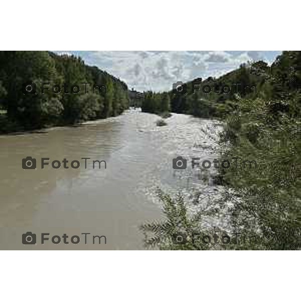 Foto Manzoni Tiziano/LaPresse 22-9-2023 Bergamo Italia - Cronaca - Clanezzo Bg Il fiume Brembo il ponte e il porto ristrutturato