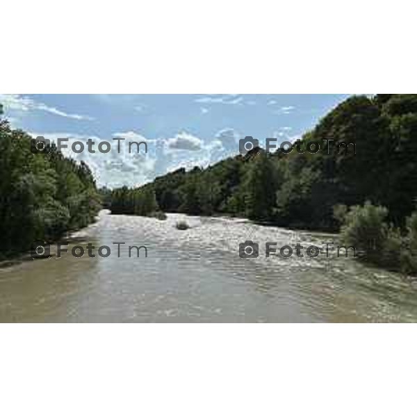 Foto Manzoni Tiziano/LaPresse 22-9-2023 Bergamo Italia - Cronaca - Clanezzo Bg Il fiume Brembo il ponte e il porto ristrutturato