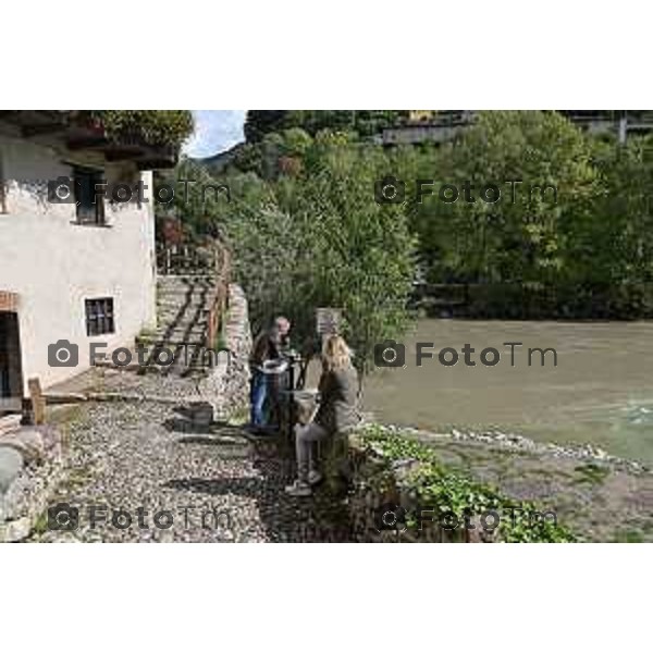 Foto Manzoni Tiziano/LaPresse 22-9-2023 Bergamo Italia - Cronaca - Clanezzo Bg Il fiume Brembo il ponte e il porto ristrutturato