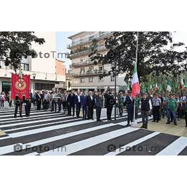 Tiziano Manzoni/LaPresse 30-09- 2023 Bergamo, Italia Cronaca Bergamo Cerimonia di intitolazione del nuovo Largo tra Via Baschenis e Via Palazzolo a Leonardo Caprioli Presidente Associazione Nazionale Alpini -