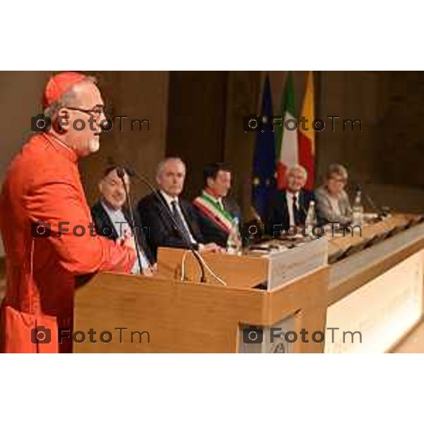 Foto Manzoni Tiziano/LaPresse 7-10-2023Bergamo Italia - Cronaca - Sindaco di Bergamo Giorgio Gori e il Presidente del Consiglio comunale Ferruccio Rota Consiglio comunale straordinario per il conferimento della Cittadinanza Onoraria "Giovanni XXIII" a S.B. Pierbattista Pizzaballa Patriarca di Gerusalemme e dei Latini