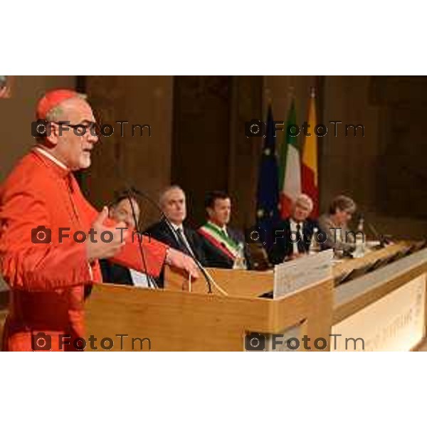 Foto Manzoni Tiziano/LaPresse 7-10-2023Bergamo Italia - Cronaca - Sindaco di Bergamo Giorgio Gori e il Presidente del Consiglio comunale Ferruccio Rota Consiglio comunale straordinario per il conferimento della Cittadinanza Onoraria "Giovanni XXIII" a S.B. Pierbattista Pizzaballa Patriarca di Gerusalemme e dei Latini