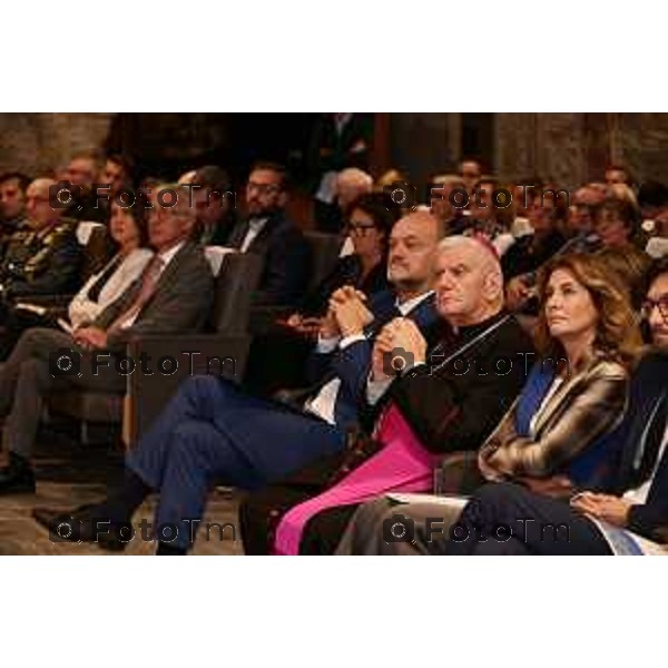 Foto Manzoni Tiziano/LaPresse 7-10-2023Bergamo Italia - Cronaca - Sindaco di Bergamo Giorgio Gori e il Presidente del Consiglio comunale Ferruccio Rota Consiglio comunale straordinario per il conferimento della Cittadinanza Onoraria "Giovanni XXIII" a S.B. Pierbattista Pizzaballa Patriarca di Gerusalemme e dei Latini