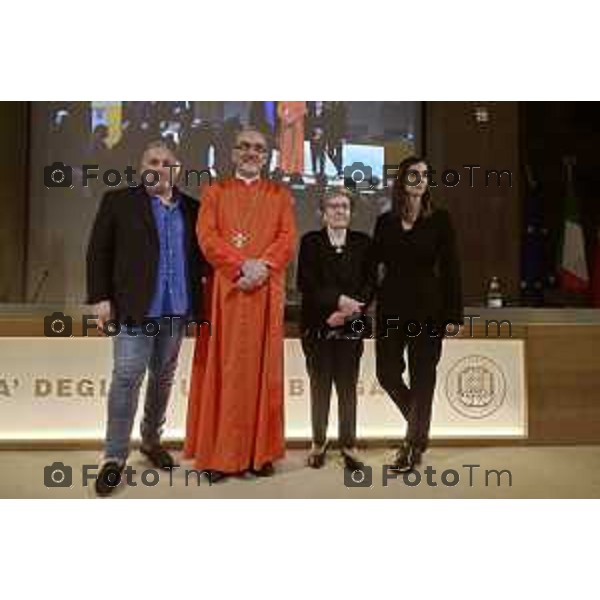 Foto Manzoni Tiziano/LaPresse 7-10-2023Bergamo Italia - Cronaca - Sindaco di Bergamo Giorgio Gori e il Presidente del Consiglio comunale Ferruccio Rota Consiglio comunale straordinario per il conferimento della Cittadinanza Onoraria "Giovanni XXIII" a S.B. Pierbattista Pizzaballa Patriarca di Gerusalemme e dei Latini