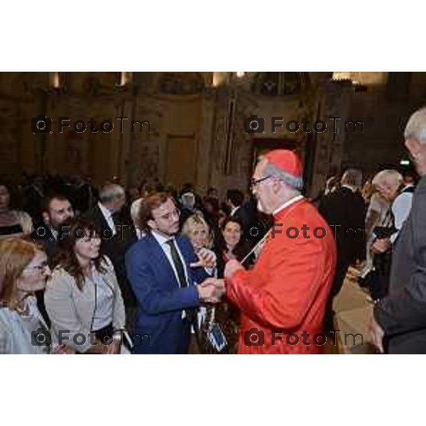 Foto Manzoni Tiziano/LaPresse 7-10-2023Bergamo Italia - Cronaca - Sindaco di Bergamo Giorgio Gori e il Presidente del Consiglio comunale Ferruccio Rota Consiglio comunale straordinario per il conferimento della Cittadinanza Onoraria "Giovanni XXIII" a S.B. Pierbattista Pizzaballa Patriarca di Gerusalemme e dei Latini