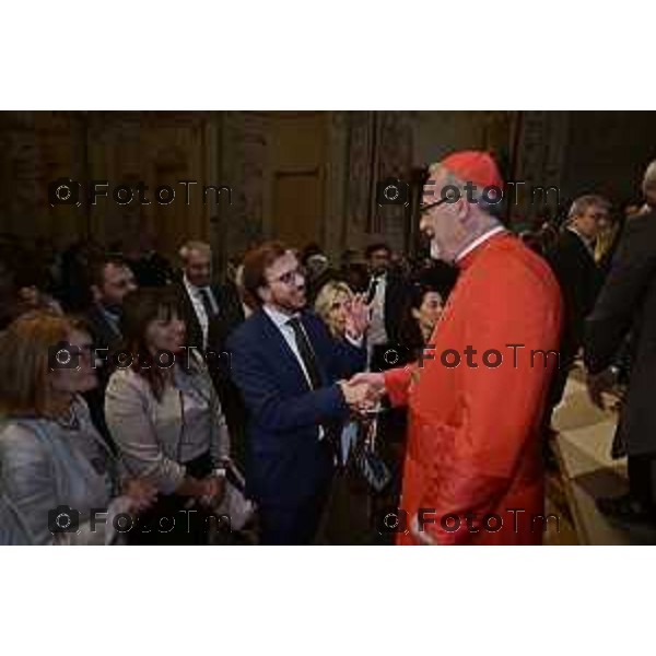 Foto Manzoni Tiziano/LaPresse 7-10-2023Bergamo Italia - Cronaca - Sindaco di Bergamo Giorgio Gori e il Presidente del Consiglio comunale Ferruccio Rota Consiglio comunale straordinario per il conferimento della Cittadinanza Onoraria "Giovanni XXIII" a S.B. Pierbattista Pizzaballa Patriarca di Gerusalemme e dei Latini