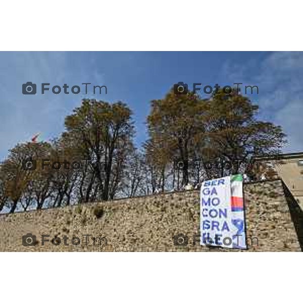 Foto Manzoni Tiziano/LaPresse 14-10-2023 Bergamo Italia - Cronaca - Bergamo Associazione Italia-Israele flashmob di solidarietà al popolo d\'Israele