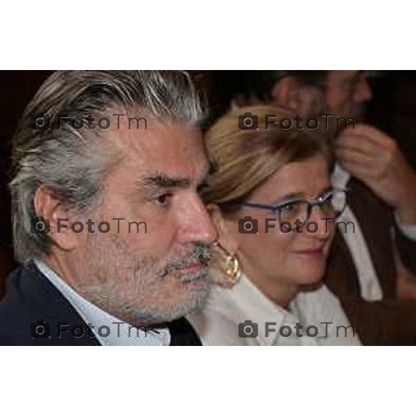 Foto Manzoni Tiziano/LaPresse 14-10- 2023 Bergamo Italia - Cronaca -Bergamo seminario giovani sul filo sull’aggressività di gruppo, vicesindaco Sergio Gandi e l’ex deputata Elena Carnevali