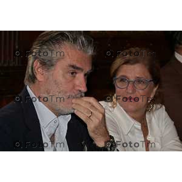 Foto Manzoni Tiziano/LaPresse 14-10- 2023 Bergamo Italia - Cronaca -Bergamo seminario giovani sul filo sull’aggressività di gruppo, vicesindaco Sergio Gandi e l’ex deputata Elena Carnevali