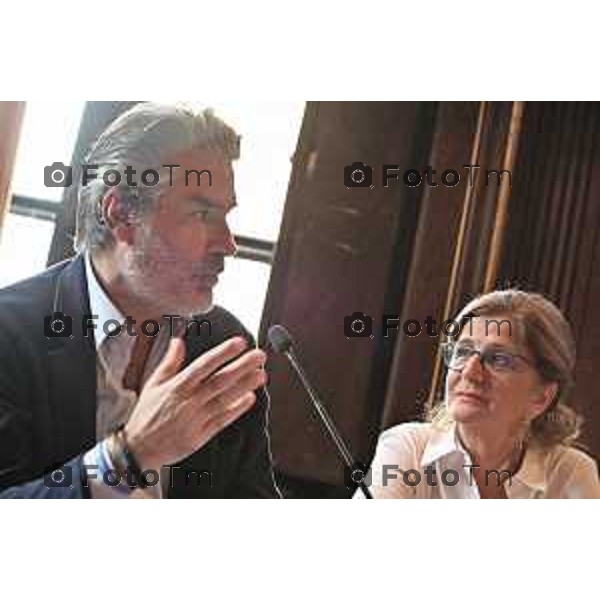 Foto Manzoni Tiziano/LaPresse 14-10- 2023 Bergamo Italia - Cronaca -Bergamo seminario giovani sul filo sull’aggressività di gruppo, vicesindaco Sergio Gandi e l’ex deputata Elena Carnevali