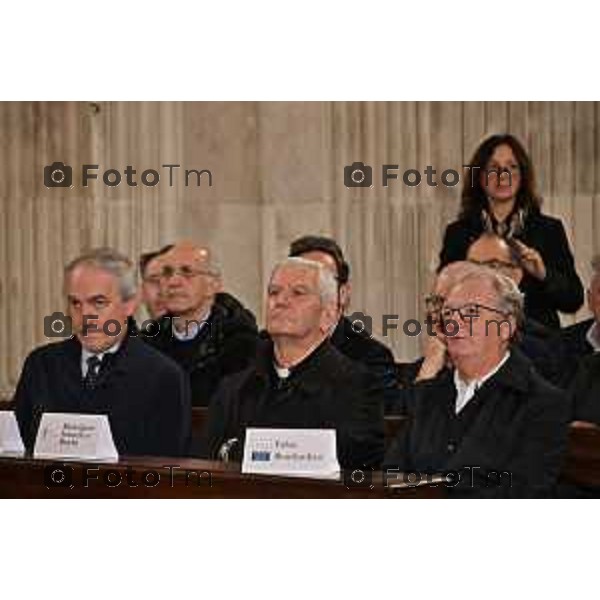 Foto Manzoni Tiziano/LaPresse 27-11-2023 Bergamo Italia- Cronaca Bergamo termine restauro Coro ligneo di Capoferri e Lotto, nella Basilica di Santa Maria Maggiore