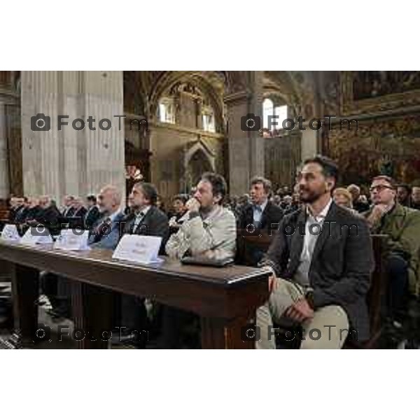 Foto Manzoni Tiziano/LaPresse 27-11-2023 Bergamo Italia- Cronaca Bergamo termine restauro Coro ligneo di Capoferri e Lotto, nella Basilica di Santa Maria Maggiore