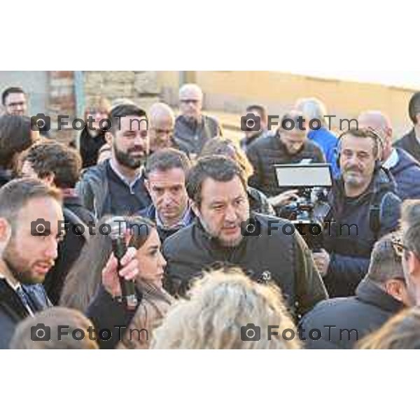 Tiziano Manzoni/LaPresse 11-01- 2023 Bergamo, Italia Cronaca Bergamo Bergamo nuova sede Lega alla Grumellina con Salvini