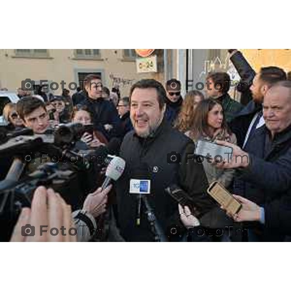 Tiziano Manzoni/LaPresse 11-01- 2023 Bergamo, Italia Cronaca Bergamo Bergamo nuova sede Lega alla Grumellina con Salvini