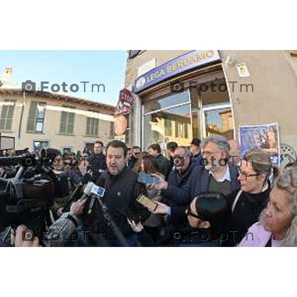 Tiziano Manzoni/LaPresse 11-01- 2023 Bergamo, Italia Cronaca Bergamo Bergamo nuova sede Lega alla Grumellina con Salvini