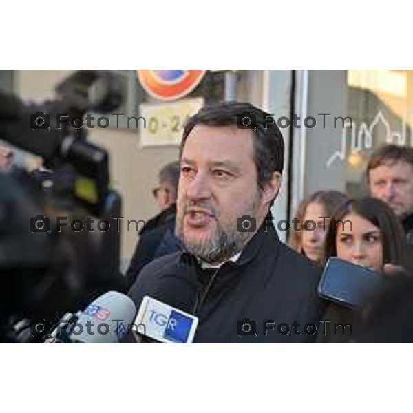 Tiziano Manzoni/LaPresse 11-01- 2023 Bergamo, Italia Cronaca Bergamo Bergamo nuova sede Lega alla Grumellina con Salvini