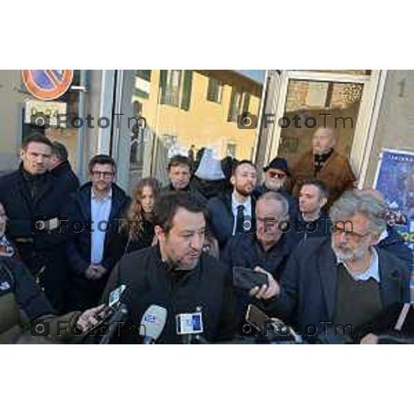 Tiziano Manzoni/LaPresse 11-01- 2023 Bergamo, Italia Cronaca Bergamo Bergamo nuova sede Lega alla Grumellina con Salvini