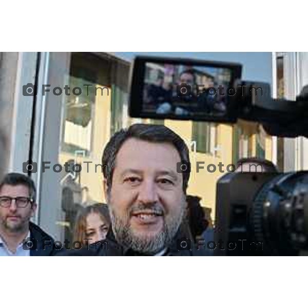 Tiziano Manzoni/LaPresse 11-01- 2023 Bergamo, Italia Cronaca Bergamo Bergamo nuova sede Lega alla Grumellina con Salvini