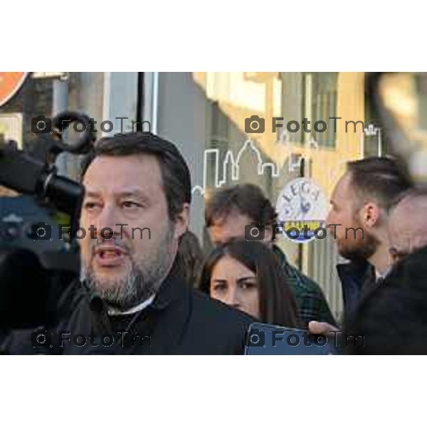 Tiziano Manzoni/LaPresse 11-01- 2023 Bergamo, Italia Cronaca Bergamo Bergamo nuova sede Lega alla Grumellina con Salvini