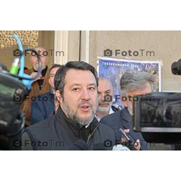 Tiziano Manzoni/LaPresse 11-01- 2023 Bergamo, Italia Cronaca Bergamo Bergamo nuova sede Lega alla Grumellina con Salvini