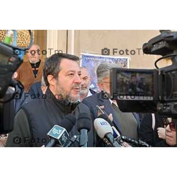 Tiziano Manzoni/LaPresse 11-01- 2023 Bergamo, Italia Cronaca Bergamo Bergamo nuova sede Lega alla Grumellina con Salvini