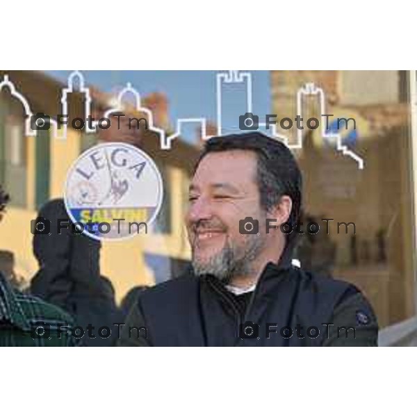 Tiziano Manzoni/LaPresse 11-01- 2023 Bergamo, Italia Cronaca Bergamo Bergamo nuova sede Lega alla Grumellina con Salvini